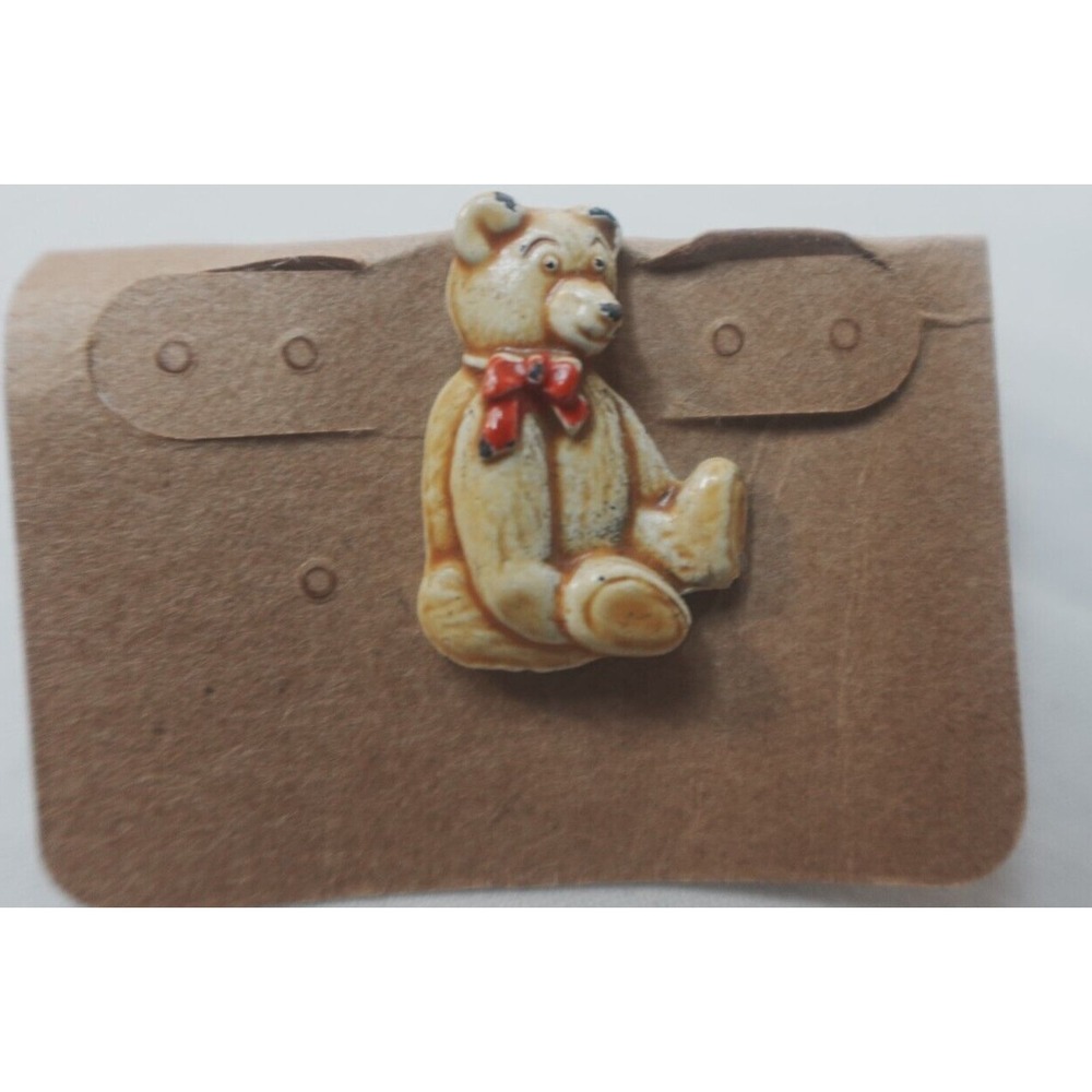 Vintage‎ Resin Teddy Bear Lapel Pin Brooch Hat Pin Vest Pin